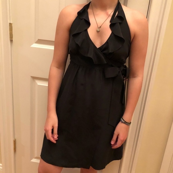 Tibi Mini Wrap Dress Black 2 - Picture 1 of 7